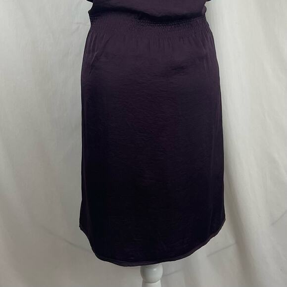 DKNY Burgundy Studded Smocked Raw Edges Boho Festival Dress NWOT Size 12 - Picture 8 of 13